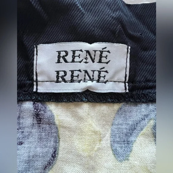 Women's Vintage Rene Rene Yellow and Navy Floral Mini Skirt size 0 - Picture 6 of 6